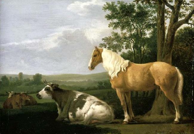 CALRAET, Abraham van A Horse and Cows in a Landscape Germany oil painting art